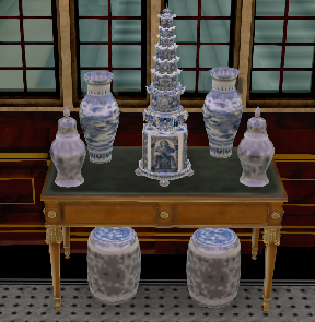 Ming style china vases in one of the rooms at Bellezzamora.
