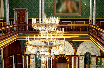 The chandelier over one of several dining rooms at Bellezzamora