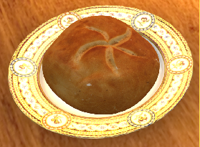 This roll in the first floor dining room looks like a potato knish