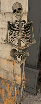 A friendly skeleton in The Catacombs of Paris