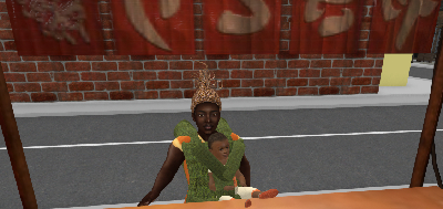 Petrichor and Iyoba enjoy a snack in Tokyo Town
