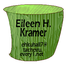 A green wrinkly glass cup with my name and address