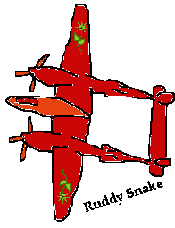 A scarlet P-38 aircraft